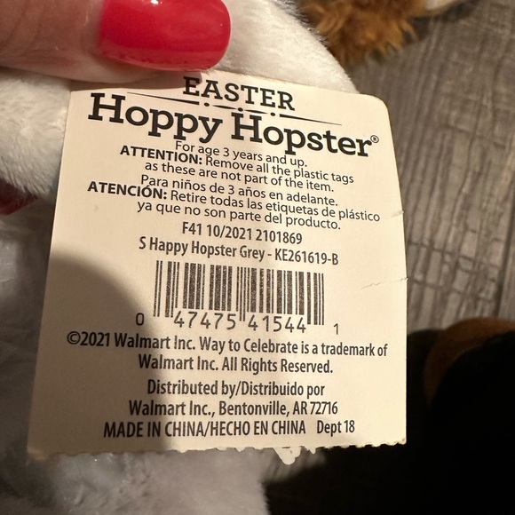 Easter Happy Hoppy Bunny. Gray very soft plush! Tag on but a bit bent. - Picture 5 of 6